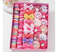 110 pezzi/set Elastici per capelli con fiocchi multicolore per ragazze, semplici fasce elastiche per capelli, scrunchies morbidi, accessori carini per capelli, fermagli per capelli con fiori di strass