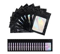 110 sacchetti in mylar nero con zip richiudibili con finestra frontale per piccole imprese, per conservare caramelle, biscotti, gioielli (7 x 10 cm, nero)
