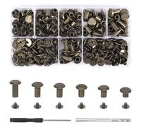 110 set di viti Chicago, viti per libri M5 x 4, 5, 6, 8, 10, 12 mm, 6 misure vite rivetti con assortimento per borse in pelle, zaini, vestiti, decorazioni fai da te (bronzo)