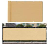 110 x 400 cm, protezione da vento e polvere, con occhielli con fascette per balcone, terrazza e giardino, decorazione per esterni, colore: giallo sabbia