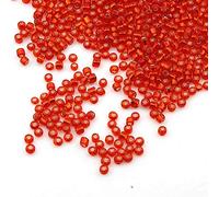 1100 perline in vetro da 4 mm, 6/0, perline pony trasparenti, per bambini, con intarsio rosso e argento