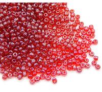 1100 perline in vetro da 4 mm, 6/0, perline pony, trasparenti, rotonde, per seed beads, (rosso shimmer)