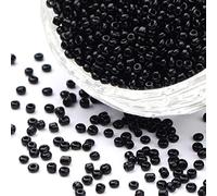 1100 perline mini da 4 mm, 6/0, perline pony, in vetro, trasparenti, per bambini, per il mare (nero opaco)