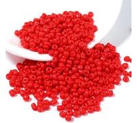 1100 perline rotonde in vetro da 4 mm, 6/0, con pony, rotonde, mini perline (rosso chiaro)