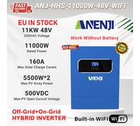 11000W 48V Hybrid Solar Inverter On-Grid Off-Grid 2MPPT 160A 500V BMS Support