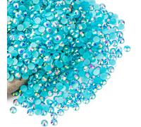 1100pezzi/2100pezzi Sky Blue AB Flat Back Resin strasss Beads, 2mm 3mm 4mm 5mm 6mm Non-Hotfix Flatback Round Jelly Resin strasss Gems For DIY Jewelry Craft, Nail Art Decoration, Face Makeup, Making Ac