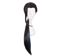 110CM Anime Twisted wonderland Jamil Viper Cosplay Wig Synthetic Hair Halloween Costume Long Straight Black Blue Wigs For Party