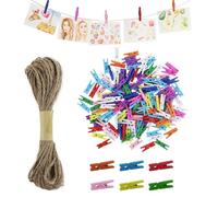 110Pz Mollette Legno Piccole,Mini Mollettine Per Bucato Colorato,Piccole Mollette Per Foto Da Appendere Con Clip Per Foto Collage Cartoline