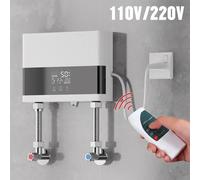 110V/220V scaldabagno istantaneo bagno cucina scaldabagno elettrico a parete Display LCD della temperatura con telecomando 220V-6000W White4
