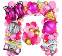 111 Pezzi Kit Palloncini Compleanno Rosa,Palloncini Gelato,Palloncini Foil Stella Colore,4D Roller Skate Palloncini,Palloncini Disco,Palloncini Radio,Per Matrimonio Fidanzamento San Valentino