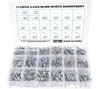 1110 Pezzi Rivetti Alluminio, 3,2/4/4,8 Mm Rivetti Pop Rivetti Ciechi, 20 Dimens