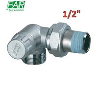 1117 - Detentore 1/2'' ad angolo doppia squadra DX attacco rame - FAR
