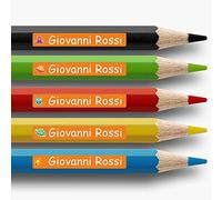 112 etichette adesive scuola per matite e oggetti, arancione | adatte per quaderni, libri, astucci e materiale scolastico, con personalizzazione chiara e resistente