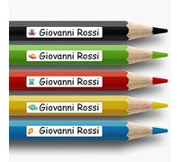 112 etichette adesive scuola per matite e oggetti, bianco | adatte per quaderni, libri, astucci e materiale scolastico, con personalizzazione chiara e resistente