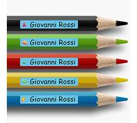 112 etichette adesive scuola per matite e oggetti, turchese | adatte per quaderni, libri, astucci e materiale scolastico, con personalizzazione chiara e resistente