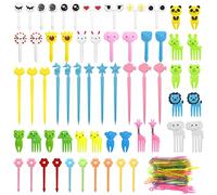 112 Pezzi Stuzzicadenti Animali Accessori Decorazione Festa Mini Forchetta Dessert Forchetta di Frutta Plastica Del Fumetto Snack String Riutilizzabile