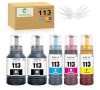 113 Pigment Ink Bottle Ricambio per Epson 113 Compatibile con Epson EcoTank ET-5150/ET-5170/ET-5800/ET-5850/ET-5880/ET-16150/ET-16650/ET-16600/ET-M16600/ET-166800 /ET-M1 6680 (confezione da 5)