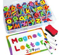 114/234 pezzi Set di lettere magnetiche - Lettere in schiuma maiuscole e minuscole, giocattolo educativo per l'apprendimento dell'ortografia per bambini in classe, include lavagna magnetica e scatola 