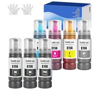 114 Inchiostro Compatibile con Epson 114 Flaconi di Inchiostro Multipack per EP ET-8500 ET-8550 Stampante Multifunzione (7-Pack, 2 Nero/Foto Nero/Ciano/Magenta/Giallo/Grigio)