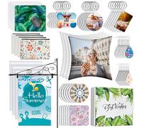Set di 114 pezzi vuoti per sublimazione, set che include trousse per il makeup fai da te, portachiavi, orecchini, federa per cuscino, tappetino per mouse, sottobicchiere, bandiera da giardino, per