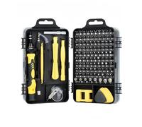 115-in-1 Precision Screwdriver Sets, Professional Repair Tool Kit with Flat Head & Multiple Bits for Electronics, Phone, Watch, Automotive Maintenance - Magnetic, Non-Slip Handle & Tweezers(Yellow)