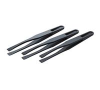 115 mm, punta piatta in plastica, nera, pinzette per depilazione antistatiche, 3 pezzi