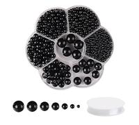1153 perline artificiali nere con fori con 1 rotolo di filo elastico per la creazione di gioielli, adatte per braccialetti fai da te, collane, orecchini, ciondoli (3/4/5/6/8/10/12 mm)