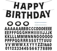 116 striscioni personalizzati con lettere scintillanti fai da te personalizzate e riutilizzabili per compleanno, benvenuto a casa, decorazione per feste di nozze (nero)