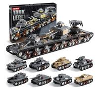 1165 pezzi Armato Giocattolo WW2 compatibile con Lego, Create A Large KV-VI Military Models o 8 set di carri armati della seconda guerra mondiale, grande