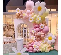 117 pezzi Set di arco di palloncini a tema margherita, include palloncini in foil di margherite grandi e piccole, oltre a palloncini in lattice gialli, rosa chiari e rosa. È perfetto per feste di comp