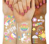 118 PCS Unicorno Tatuaggio Temporaneo, Glitter Stile Tatuaggio Orgoglio Corona Arcobaleno Tatuaggio Finto per le ragazze di partito Supporti di compleanno dei bambini, impermeabile Tattoo Sticker