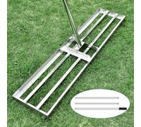 [118 x 25 cm) Rastrello professionale per il livellamento del prato in acciaio inox V2A, raschietto per prato con manico lungo 2 m, strumento per il giardino, il prato, il prato e il prato, Gardena