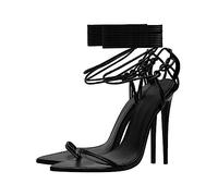 WOkismD 11CM/4.33IN Punta a Punta Sexy Open Toe Stiletto Fetish Scarpe Tacco Alto Nightclub Pole Dance Wedding Party Prom Sandali,Nero,38 EU