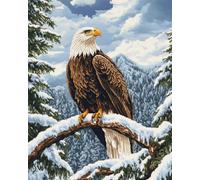 11CT Animale Diy Kit Punto Croce Aquila Nella Neve Kit Punto Croce Stampato,Timbrato Ricamo Set Per Adulti Embroidery Art Decorazione Casa 40x50cm