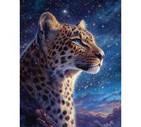 11CT Animale Diy Ricamo Punto Croce Set Leopardo Fantasy E Cielo Stellato Kit Punto Croce Contato Per Adulti Principianti，Timbrato Modelli Stampati Set Ricamo Per Decorazione Arte Mural 50x70cm