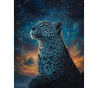 11CT Animale Fai Da Te Fatto A Mano Cucito Kit Leopardo Fantasy E Cielo Stellato Kit Punto Croce Contato Per Adulti Principianti，Timbrato Modelli Stampati Set Ricamo Per Decorazione Art 80x100cm