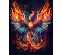 11CT Animale Stampato Facile Modelli Ricamo Per Artigianato Fiamma Di Fenice Fantasy Kit Punto Croce Contato Per Adulti Principianti，Timbrato Modelli Stampati Set Ricamo Per Decorazione 50x70cm
