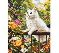 11CT Animale Stampato Facile Modelli Ricamo Per Artigianato Gatti E Fiori Kit Punto Croce Contato Per Adulti Principianti，Timbrato Modelli Stampati Set Ricamo Per Decorazione Arte Mural 60x80cm