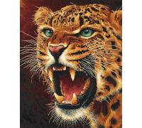11CT Animale Stampato Facile Modelli Ricamo Per Artigianato Leopardo Ruggente Kit Punto Croce Contato Per Adulti Principianti，Timbrato Modelli Stampati Set Ricamo Per Decorazione Arte M 40x50cm