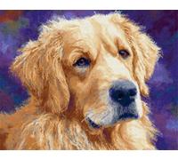 11CT Cane Animale Diy Kit Punto Croce Ritratto Di Golden Retriever Kit Schemi Punto Croce Set Ricamo Stampato，Artigianato Ricamo Arte Per Arredamento Casa 80x100cm