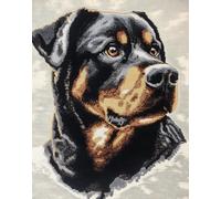 11CT Cane Animale Diy Kits De Bordado Punto Cruz Ritratto Di Rottweiler Kit Schemi Punto Croce Set Ricamo Stampato，Artigianato Ricamo Arte Per Arredamento Casa 80x100cm
