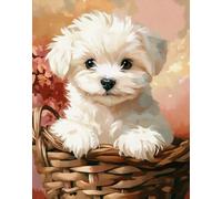 11CT Cane Animale Diy Kits De Bordado Punto Cruz West Highland White Terrier Dei Cartoni Animati Kit Punto Croce Contato Per Adulti Principianti，Timbrato Modelli Stampati Set Ricamo Per 50x70cm