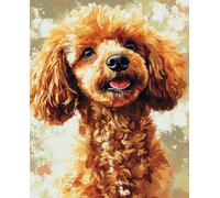 11CT Cane Animale Diy Ricamo Punto Croce Set Barboncino Dei Cartoni Animati Kit Punto Croce Contato Per Adulti Principianti，Timbrato Modelli Stampati Set Ricamo Per Decorazione Arte Mur 30x40cm