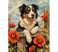 11CT Cane Animale Diy Ricamo Punto Croce Set Border Collie Di Fantasia Set Ricamo Prestampato Fai Da Te Ricamo A Mano Arte Timbrato Punto Croce Kit Per Principianti 50x70cm