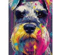 11CT Cane Animale Diy Ricamo Punto Croce Set Schnauzer Colorato Kit Schemi Punto Croce Set Ricamo Stampato，Artigianato Ricamo Arte Per Arredamento Casa 80x100cm