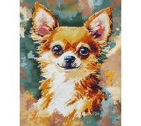 11CT Cane Animale Fai Da Te Fatto A Mano Cucito Kit Chihuahua Kit Punto Croce Timbrato，Set Ricamo Fai Da Te Mano Arte Per Principianti Adulti 50x70cm
