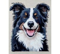 11CT Cane Animale Fai Da Te Fatto A Mano Cucito Kit Ritratto Di Border Collie Kit Schemi Punto Croce Set Ricamo Stampato,Artigianato Ricamo Arte Per Arredamento Casa 40x50cm