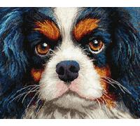 11CT Cane Animale Kit Punto Croce Prestampato Cavalier King Charles Spaniel Dei Cartoni Animati Kit Ricamo Punto Croce Contato Timbrato Tessuto Ricamo Artigianato Set Per Decorare La Cas 30x40cm