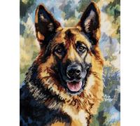 11CT Cane Animale Kit Punto Croce Prestampato Ritratto Di Pastore Tedesco Kit Schemi Punto Croce Set Ricamo Stampato，Artigianato Ricamo Arte Per Arredamento Casa 80x100cm