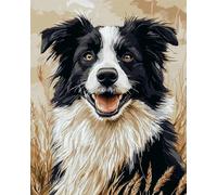 11CT Cane Animale Stampato Facile Modelli Ricamo Per Artigianato Ritratto Di Border Collie Kit Schemi Punto Croce Set Ricamo Stampato，Artigianato Ricamo Arte Per Arredamento Casa 80x100cm